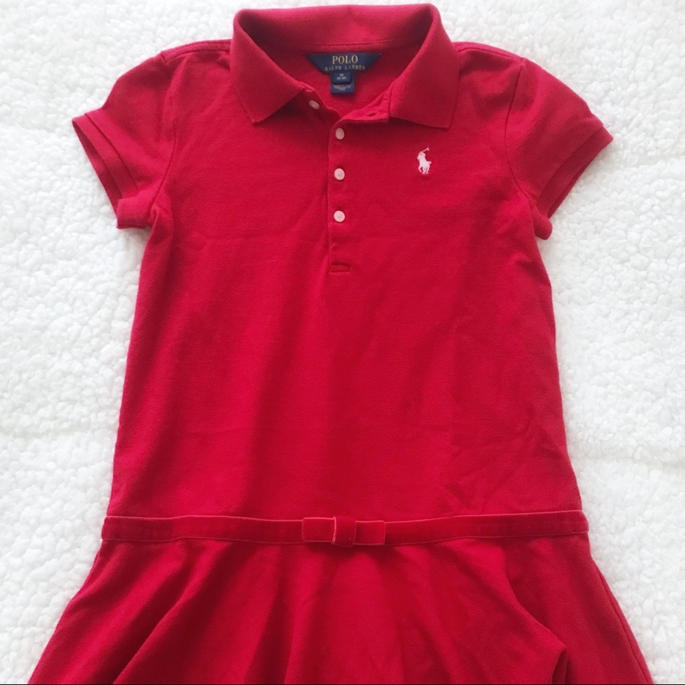 Polo by Ralph Lauren Kids Girls Red Mesh Dress
